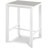 Nizuc Grey Wood Look Accent Paneling Outdoor Patio Aluminum Square Bar Table