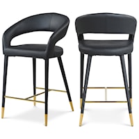 Contemporary Black Upholstered Faux Leather Counter Stool