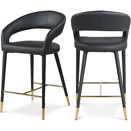 Upholstered Black Faux Leather Counter Stool