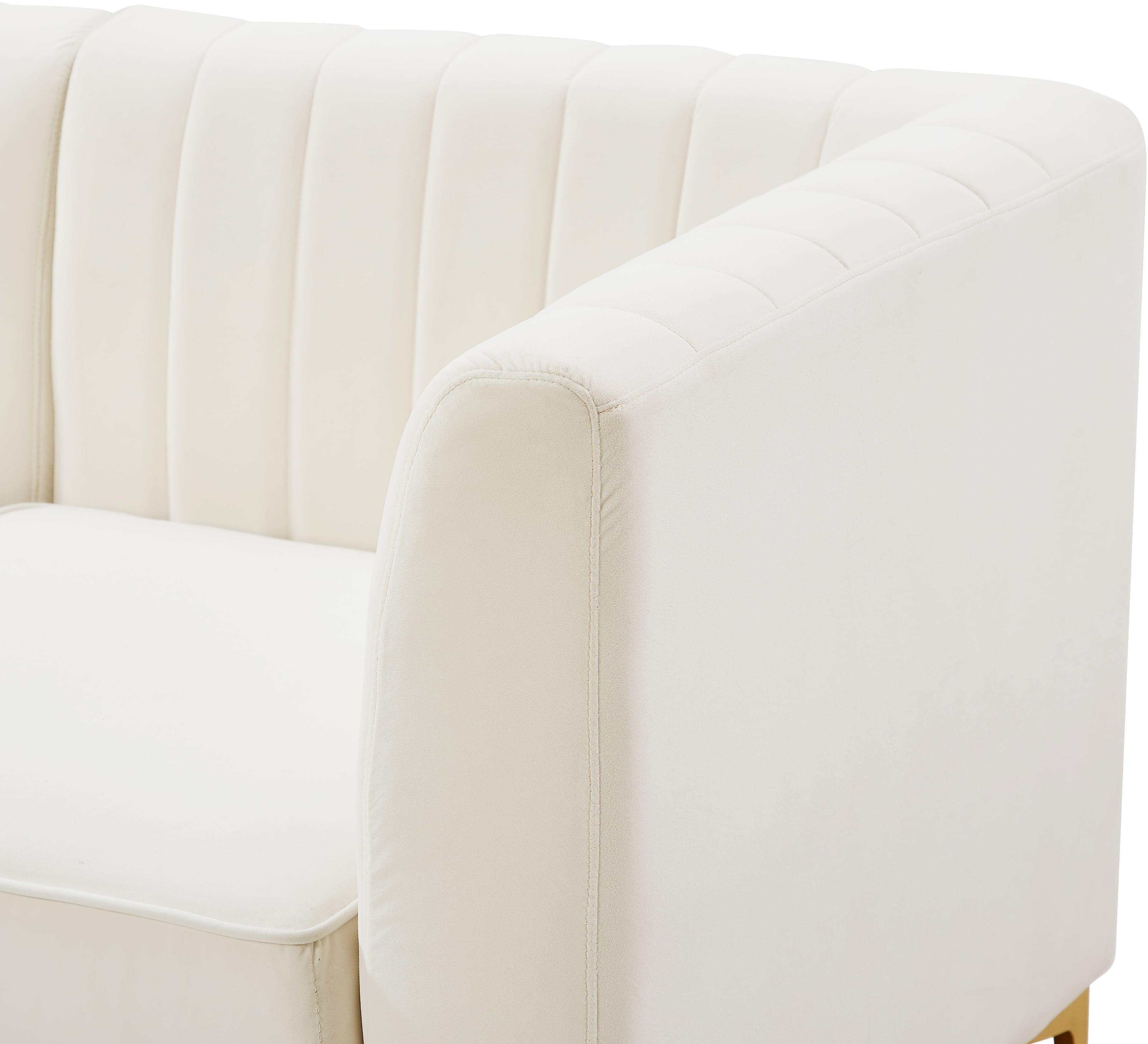 Meridian Furniture Alina 604CreamCorner Alina Cream Velvet Corner