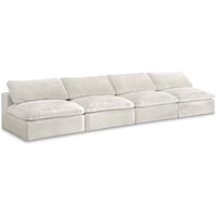 Cozy Cream Velvet Comfort Modular Armless Sofa