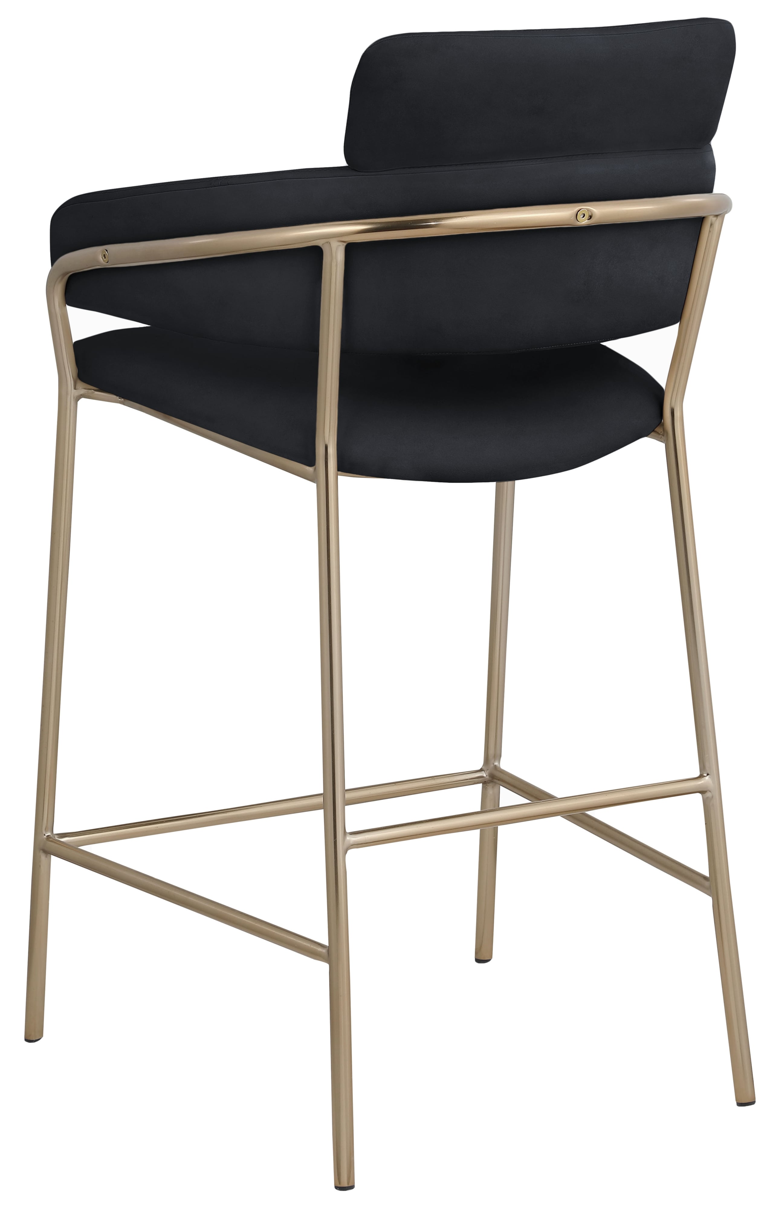 Meridian Furniture Yara 550BlackC Contemporary Velvet Counter Stool