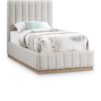 Lucia Cream Linen Textured Fabric Twin Bed