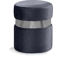 Hailey Grey Velvet Ottoman/Stool