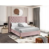 Meridian Furniture Barolo Upholstered Pink Velvet King Bed