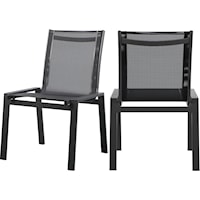 Nizuc Black Mesh Water Resistant Fabric Outdoor Patio Aluminum Mesh Dining Chair