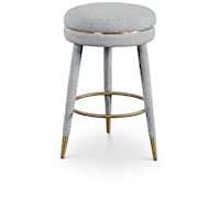 Contemporary Upholstered Grey Boucle Fabric Swivel Counter Stool