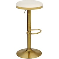 Contemporary Faux Leather Adjustable Stool with Gold Base