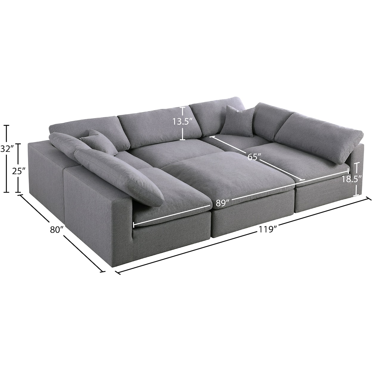 Meridian Furniture Serene Deluxe Comfort Modular Sectional