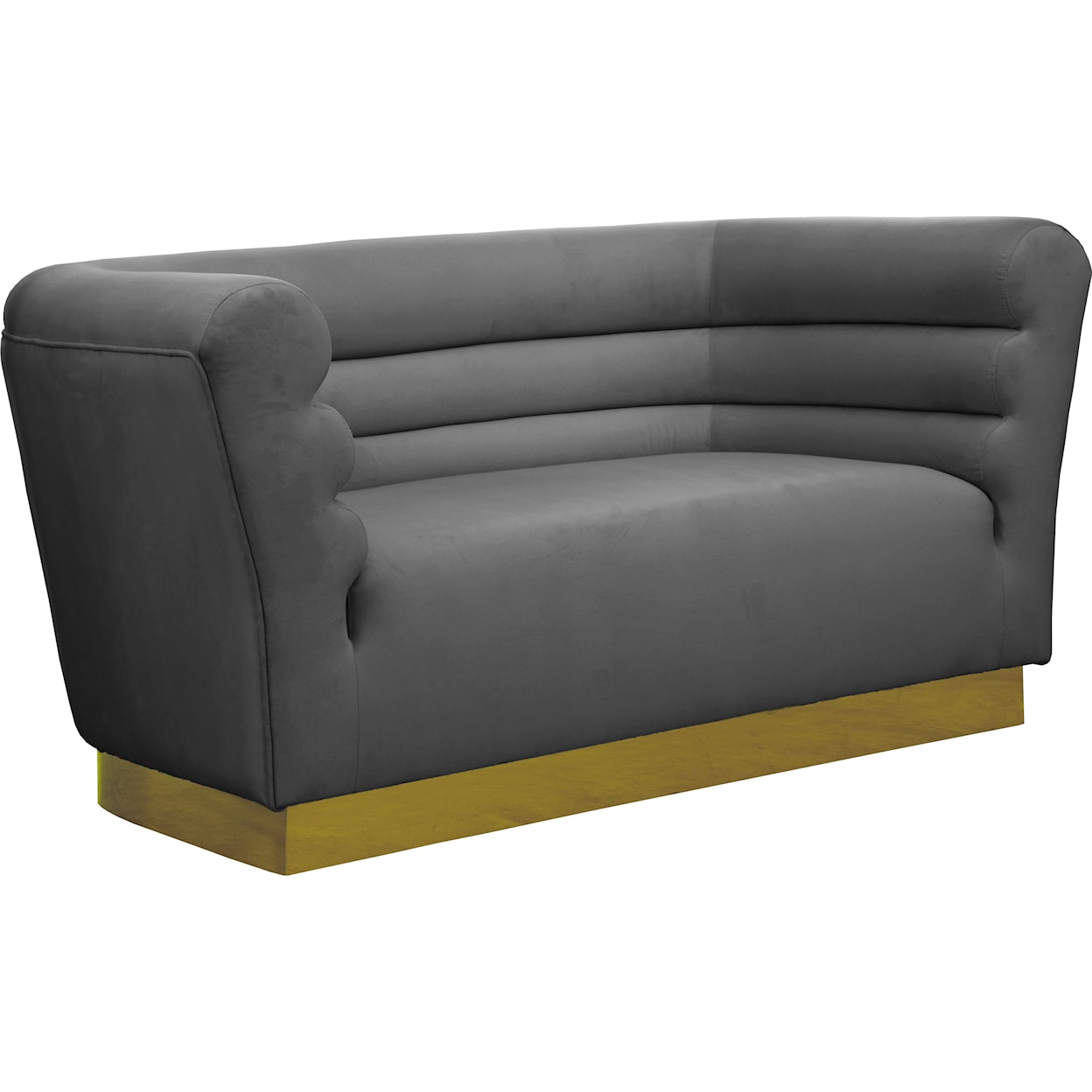 Meridian Furniture Bellini Grey Velvet Loveseat with Gold Steel Base