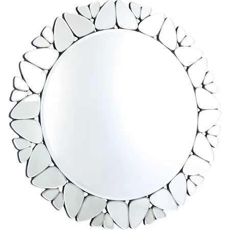 Contemporary Round Mirror with Pebbled Trim