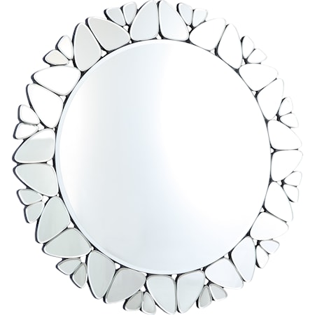 Round Mirror with Pebbled Trim