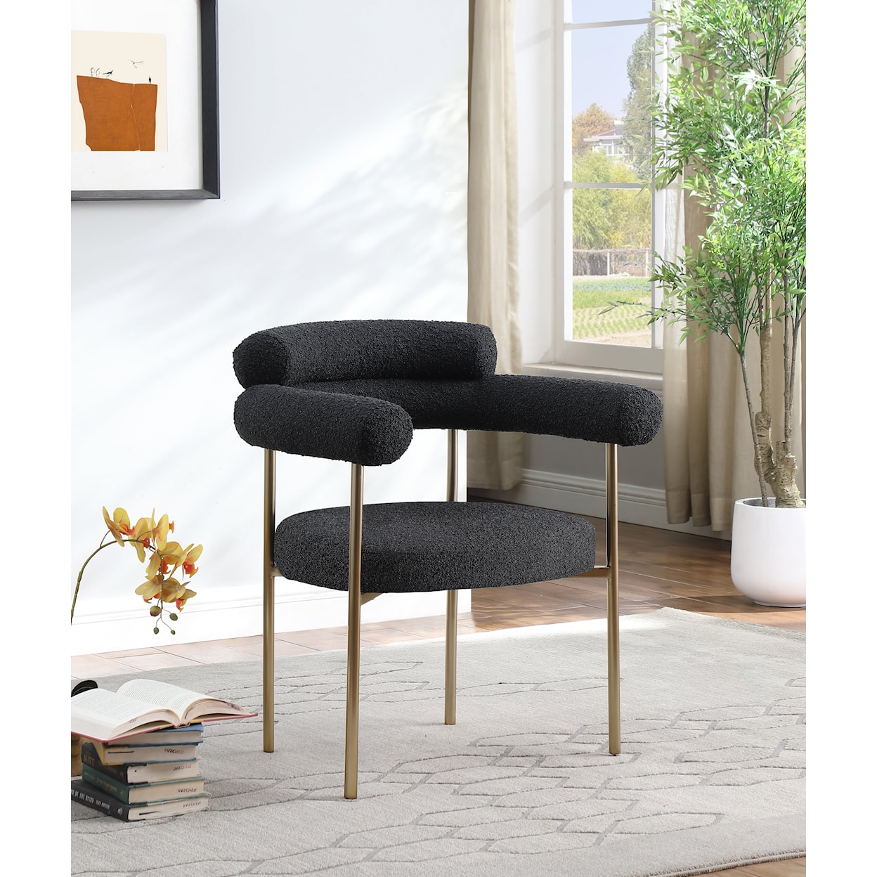 Meridian Furniture Blake Fabric Dining Chair with Brass Iron Frame