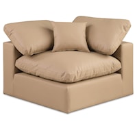 Comfy Tan Faux Leather Modular Corner Chair