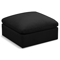 Plush Black Velvet Standard Comfort Modular Ottoman