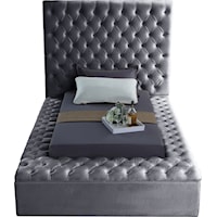 Contemporary Bliss Twin Bed Grey Velvet