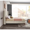 Meridian Furniture Barolo Upholstered Cream Velvet Queen Bed