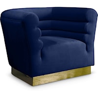 Contemporary Navy Velvet Accent Chair with Gold Base
