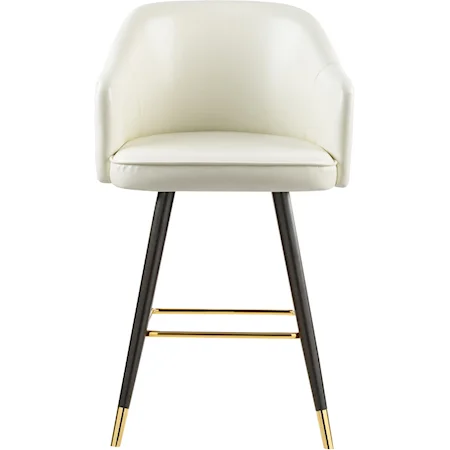 Contemporary Barbosa Counter/Bar Stool White Faux Leather