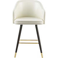 Contemporary Barbosa Counter/Bar Stool White Faux Leather