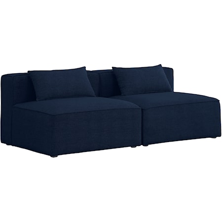 Contemporary Navy Upholstered 2 Seat Modular Sofa