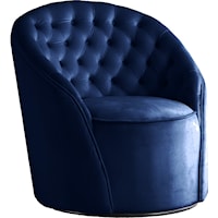 Transitional Navy Velvet Accent Chair with Button Tufting