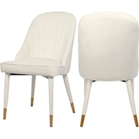 Contemporary Cream Velvet Dining Chair