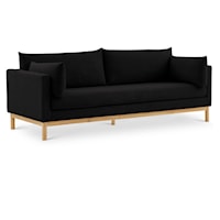 Langham Black Linen Textured Fabric Sofa