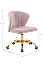 Meridian Furniture Finley Contemporary Pink Velvet Swivel Office Chair with Gold Base