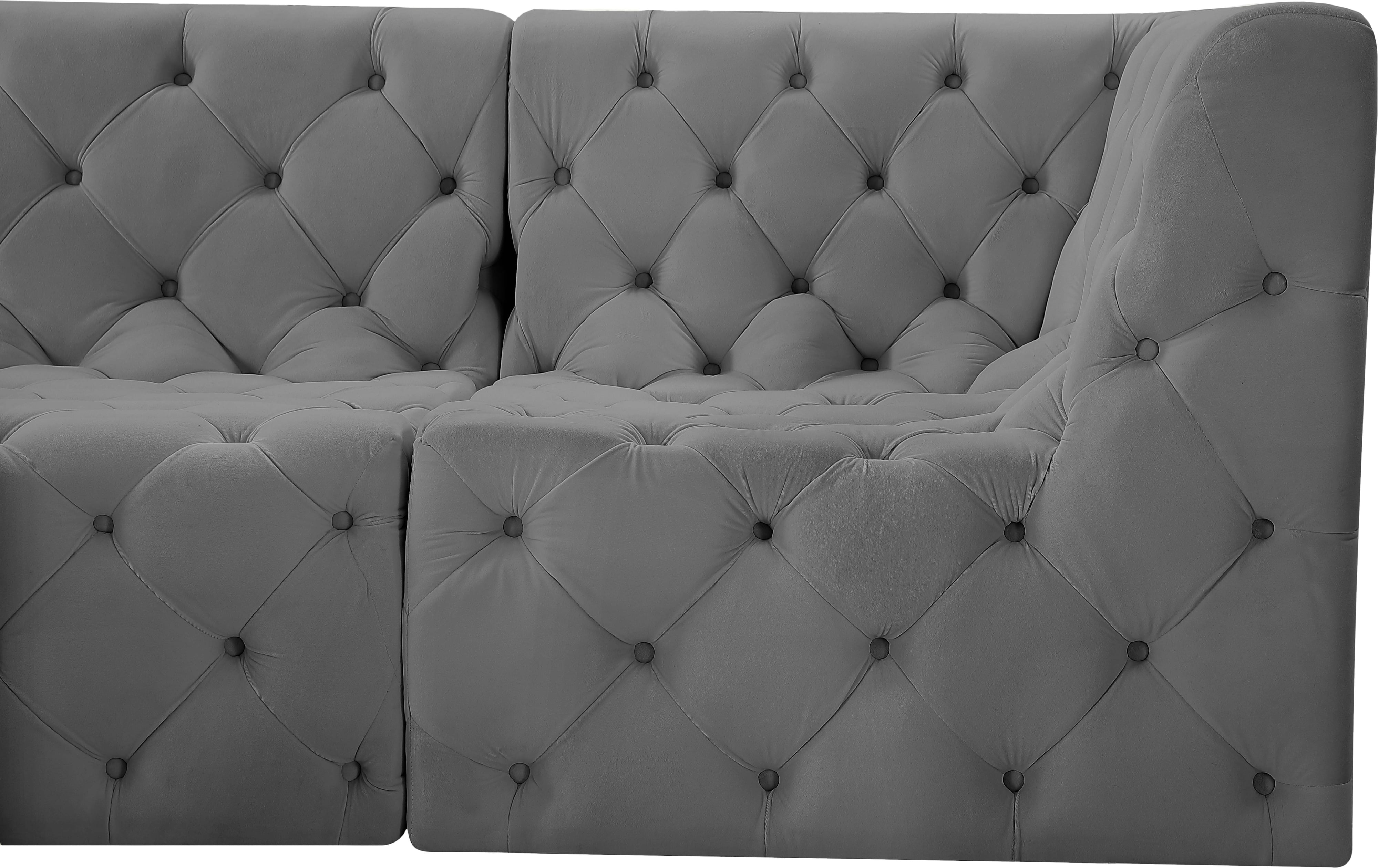 Meridian Furniture Tuft 680GreySec5B Tuft Grey Velvet Modular
