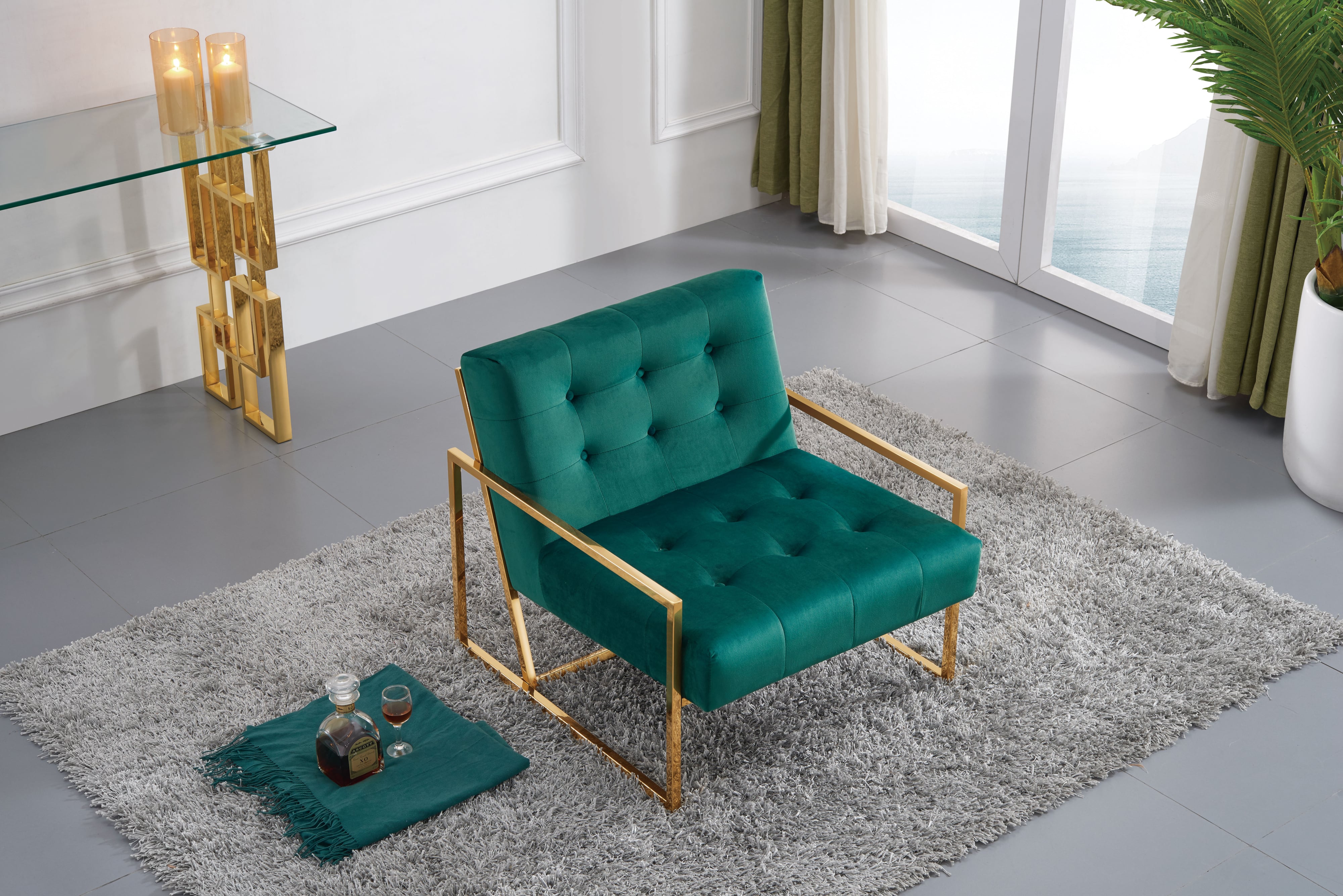 Meridian Furniture Pierre 523Green Pierre Green Velvet Accent Chair