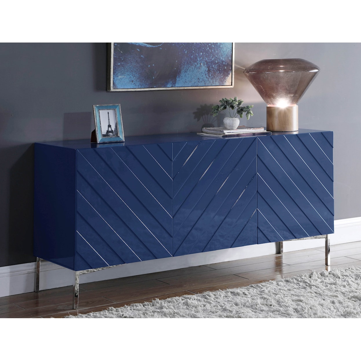 Meridian Furniture Collette Navy Sideboard with Storage