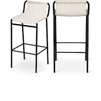 Contemporary Cream Faux Leather Counter Stool with Iron Frame