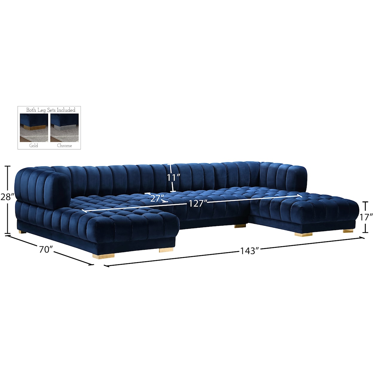 Meridian Furniture Gwen 3pc. Sectional (3 Boxes)
