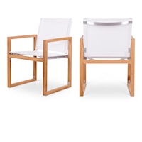 Tulum Off White Water Resistant Fabric Outdoor Patio Dining Arm Chair