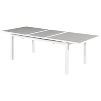 Nizuc Grey Wood Look Accent Paneling Outdoor Patio Extendable Aluminum Dining Table