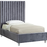 Contemporary Candace Twin Bed Grey Velvet