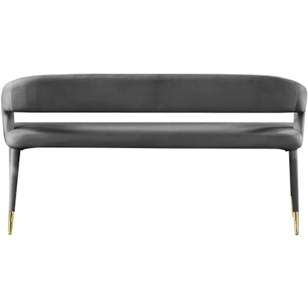 Upholstered Grey Velvet Bench