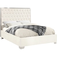Lexi White Velvet Full Bed