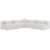 Cube Cream Durable Linen Textured Modular Sectional