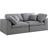 Serene Grey Linen Textured Fabric Deluxe Comfort Modular Sofa