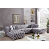 Meridian Furniture Coco 3-Piece Velvet Sectional Sofa with Tufting