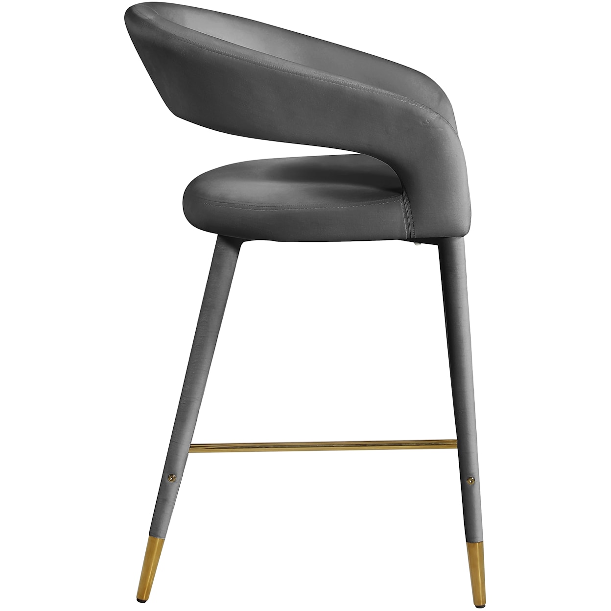 Meridian Furniture Destiny Upholstered Grey Velvet Counter Stool