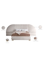 Meridian Furniture Cleo Contemporary Upholstered Cream Velvet King Bed with Removable Panels