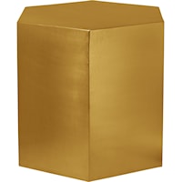 Hexagon Brushed Gold End Table