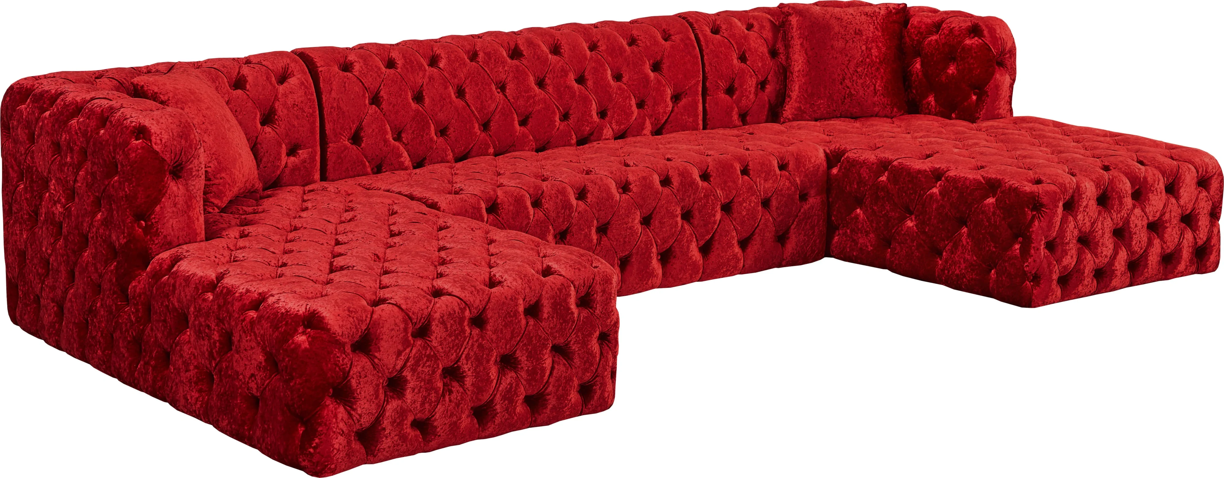 Meridian Furniture Coco 676RedSectional 3Piece Red Velvet Sectional