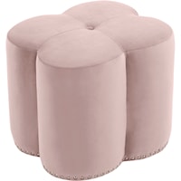 Contemporary Pink Velvet Accent Ottoman with Nailheads