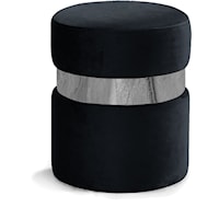 Hailey Black Velvet Ottoman/Stool