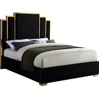 Hugo Black Velvet Queen Bed