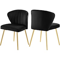 Contemporary Black Velvet Dining Chair with Gold Legs